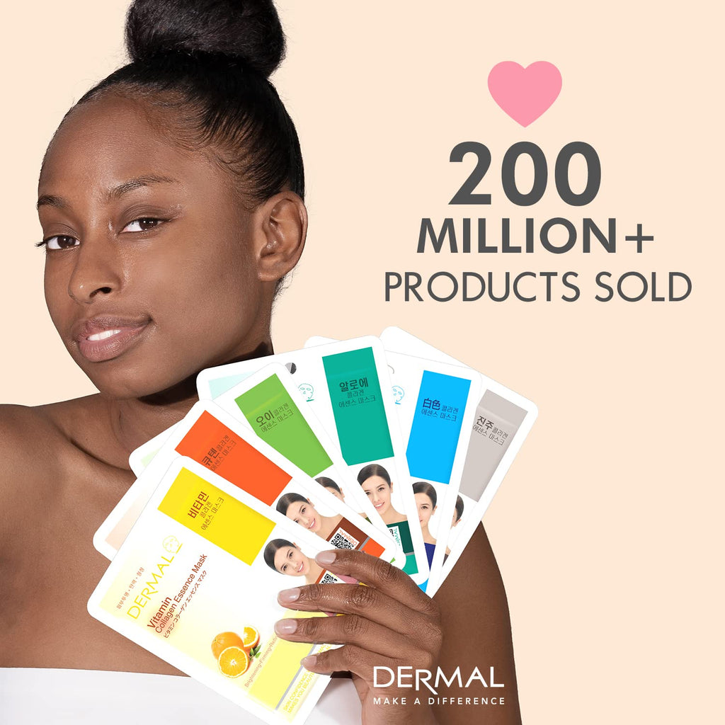 DERMAL Korean Collagen Face Mask 32 Pack A+B Set – Hydrating & Soothing Sheet Masks for All Skin Types