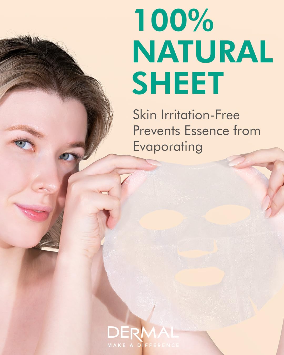DERMAL Aloe Collagen Essence Mask Sheet 23g – Pack of 100 | Hydrating, Soothing & After-Sun Care