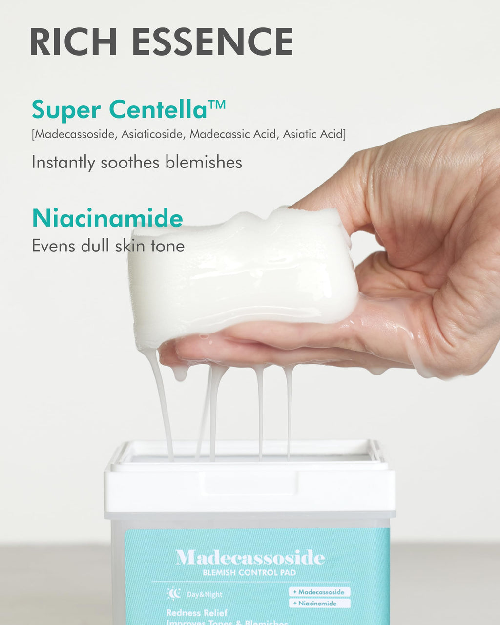 DERMAL Madecassoside Blemish Control Pad – 120-Sheet Korean Toner Pad with Centella Asiatica, Gauze Tencel