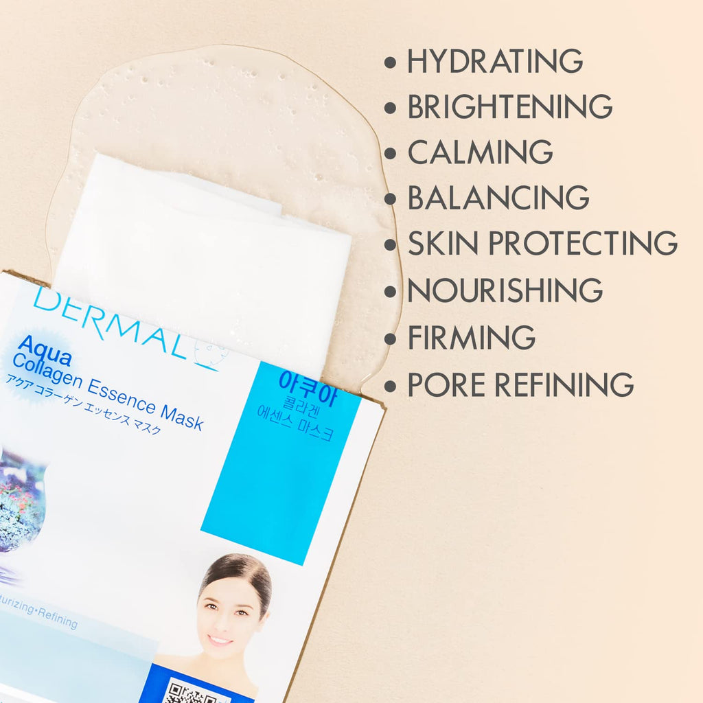 DERMAL Korean Collagen Face Mask 32 Pack A+B Set – Hydrating & Soothing Sheet Masks for All Skin Types