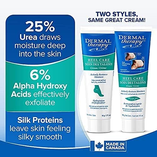 Dermal Therapy Heel Care Cream – 25% Urea + 6% AHAs | Deep Moisturizing Foot Repair (3oz & 8oz Bundle)