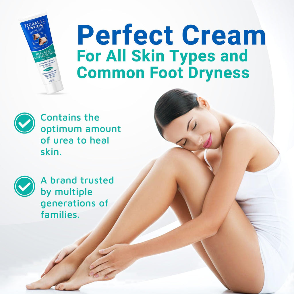 Dermal Therapy Heel Care Cream – 25% Urea + 6% AHAs | Deep Moisturizing Foot Repair (3oz & 8oz Bundle)