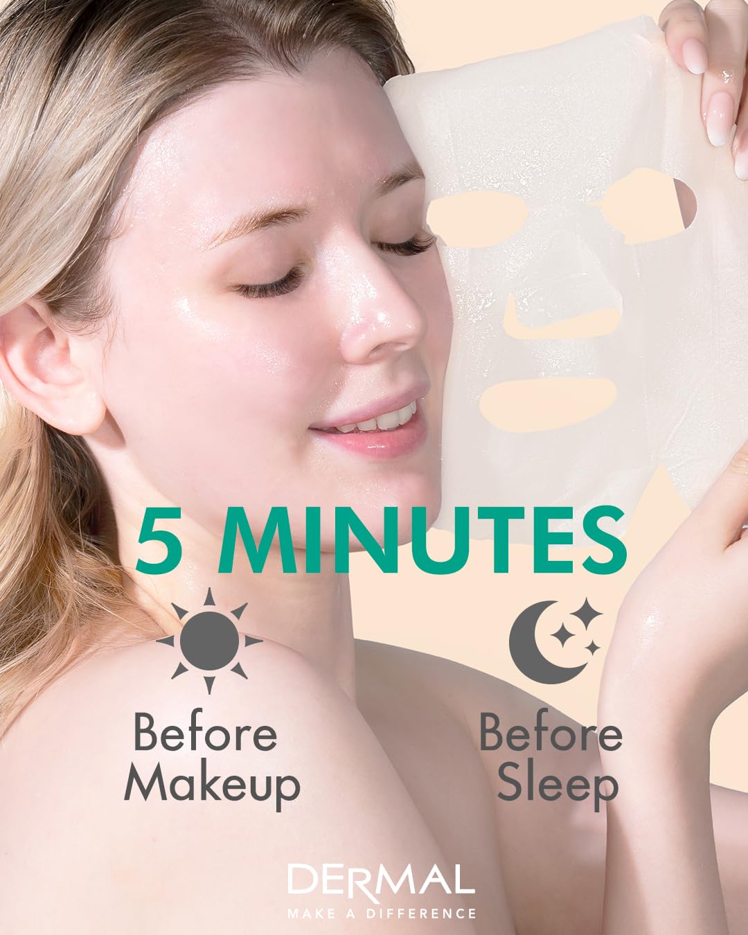 DERMAL Aloe Collagen Essence Mask Sheet 23g – Pack of 100 | Hydrating, Soothing & After-Sun Care