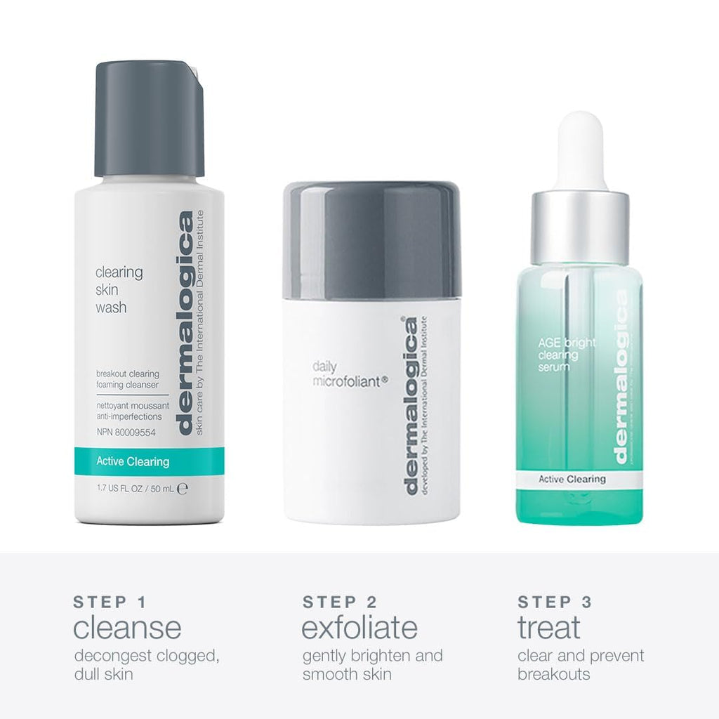 Dermalogica Clear and Brighten Kit – 3 Step Acne & Brightening Skincare Set