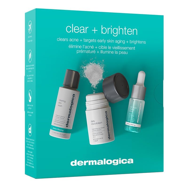 Dermalogica Clear and Brighten Kit – 3 Step Acne & Brightening Skincare Set