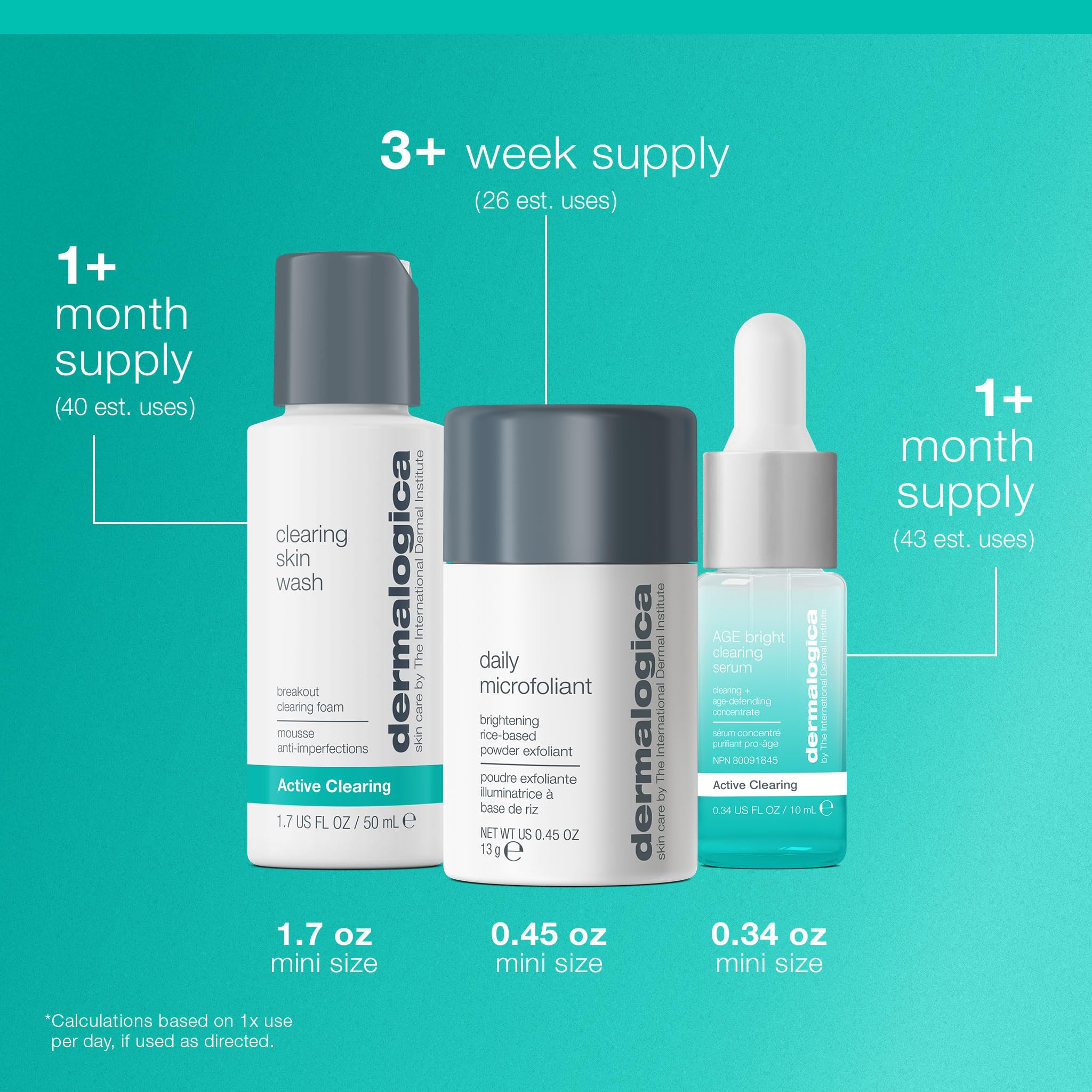 Dermalogica Clear and Brighten Kit – 3 Step Acne & Brightening Skincare Set