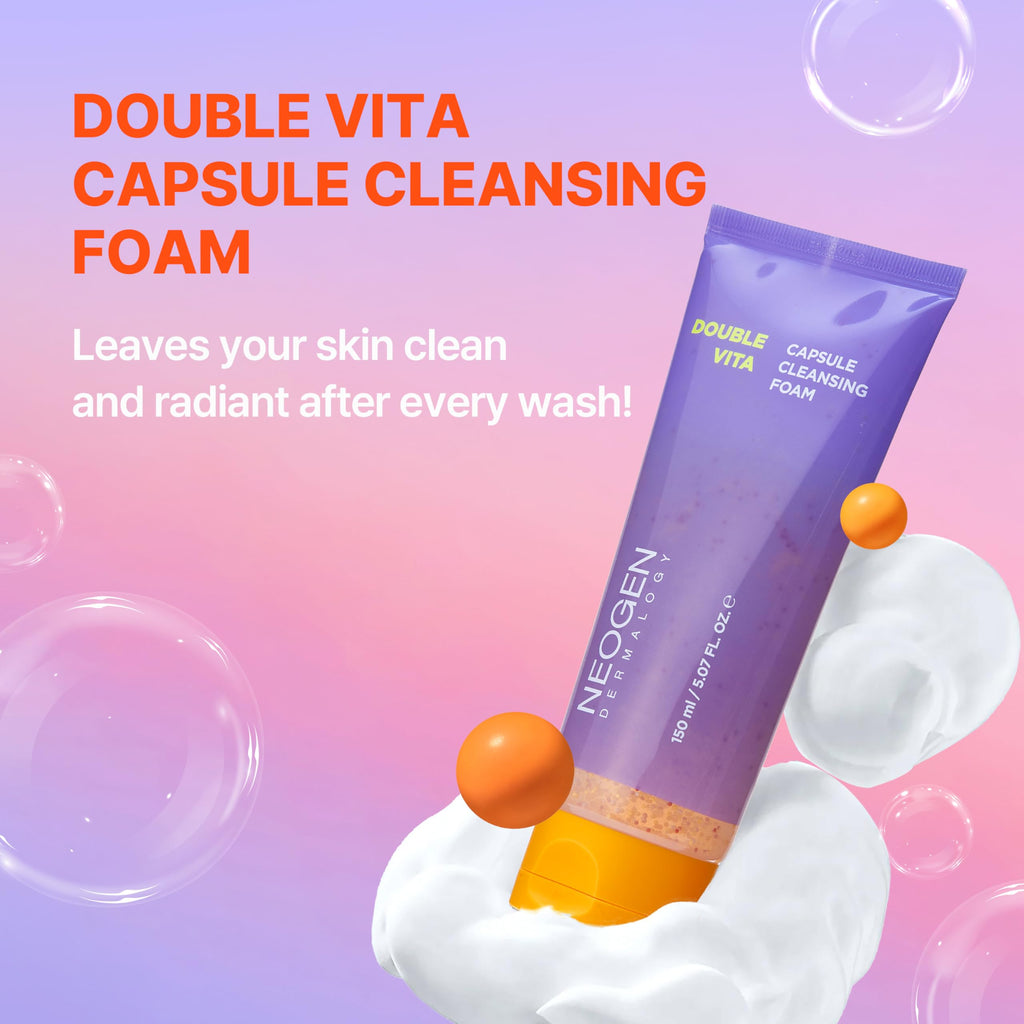 DERMALOGY by NEOGENLAB Double Vita Capsule Cleansing Foam – Vitamin-Rich Gel-to-Foam Cleanser