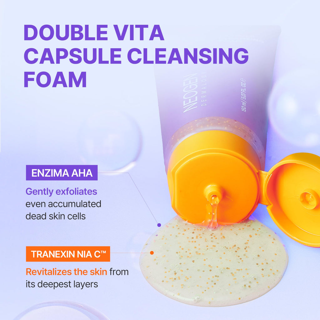DERMALOGY by NEOGENLAB Double Vita Capsule Cleansing Foam – Vitamin-Rich Gel-to-Foam Cleanser