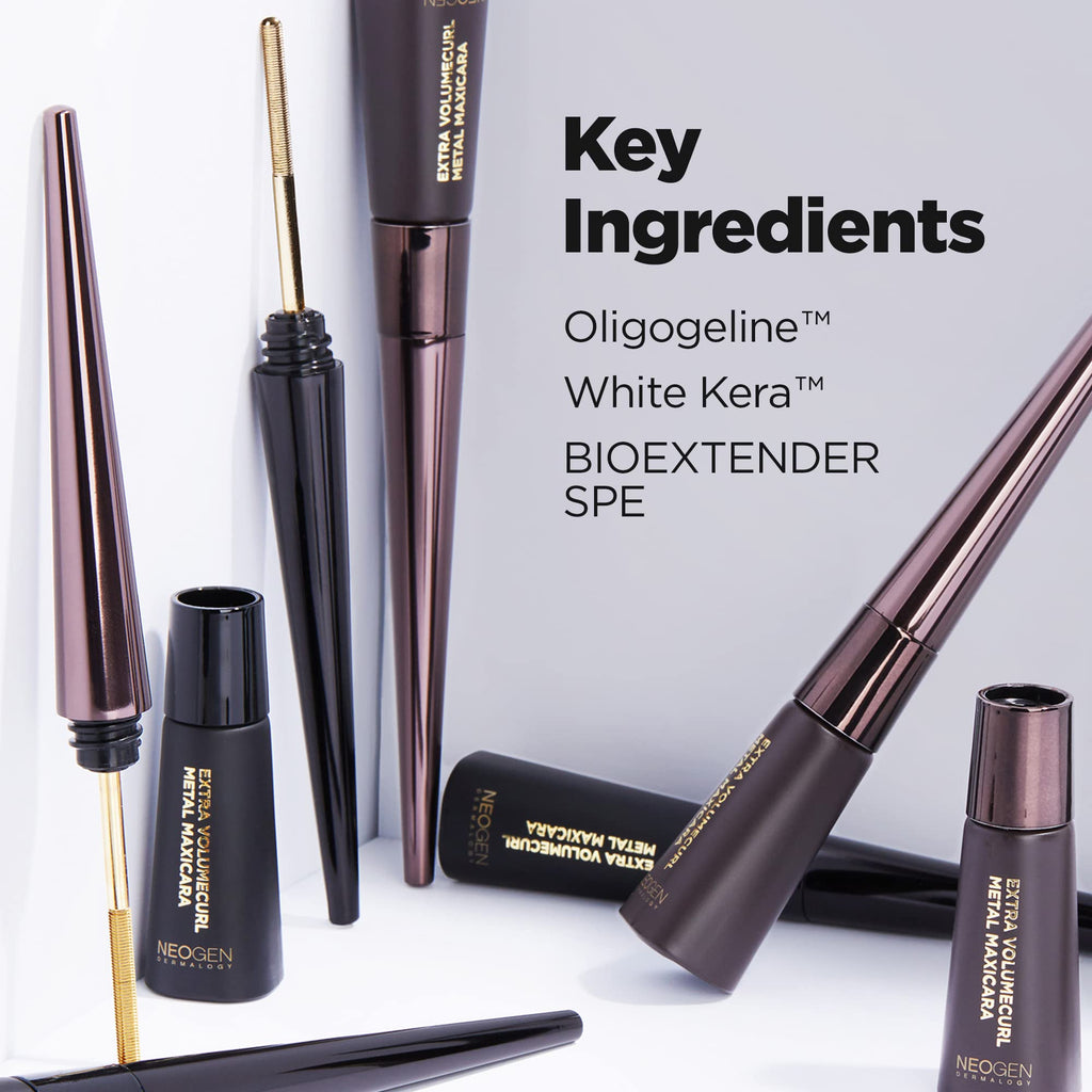 DERMALOGY by NEOGENLAB Extra Volume Curl Metal Mascara – Waterproof No-Brush, Volume & Curl (Black)