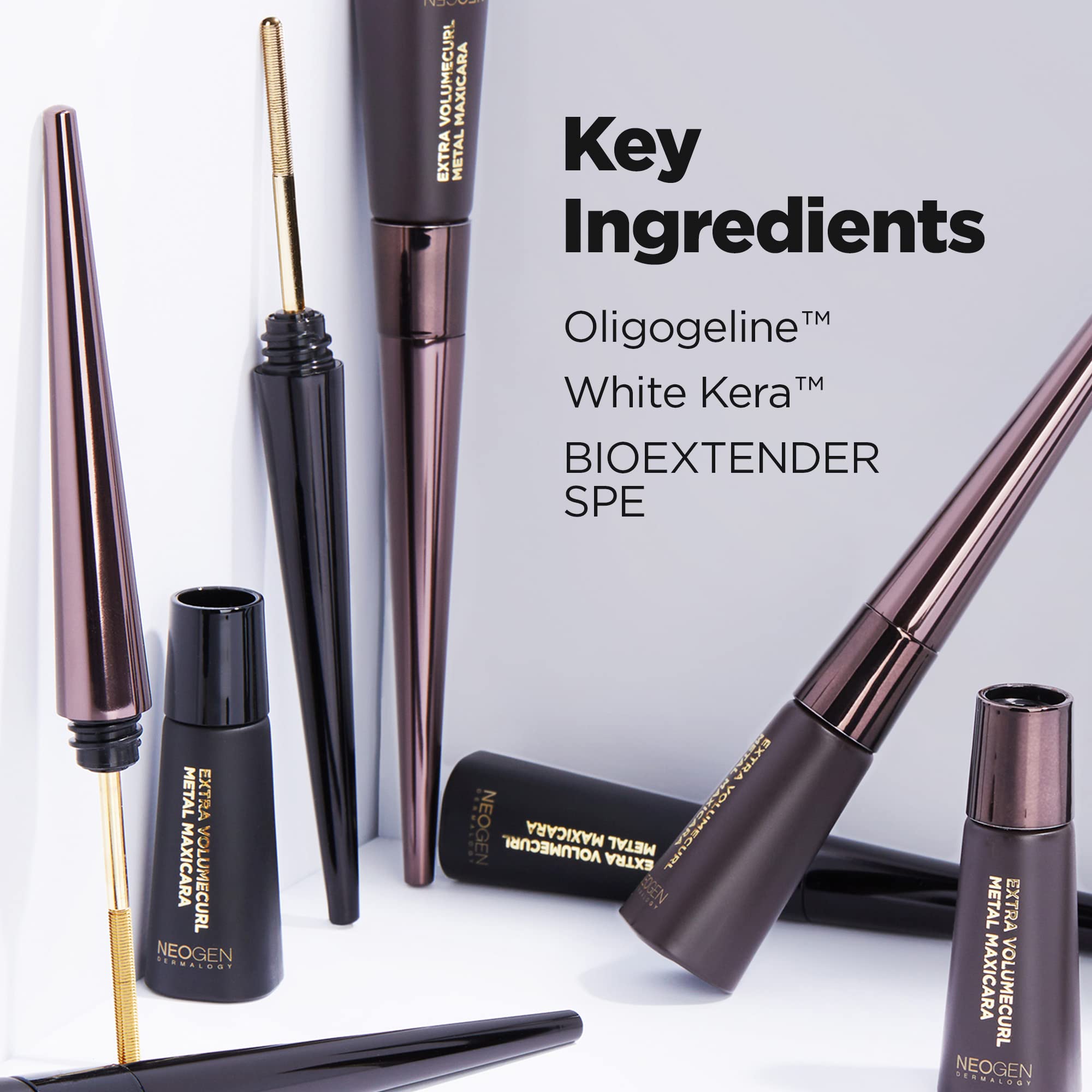 DERMALOGY by NEOGENLAB Extra Volume Curl Metal Mascara – Waterproof No-Brush, Volume & Curl (Black)