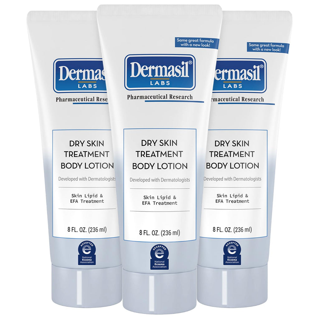 Dermasil Body Lotion 3-Pack – Fragrance-Free, Non-Greasy, Fast-Absorbing for Dry Skin