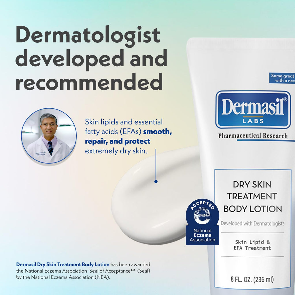 Dermasil Body Lotion 3-Pack – Fragrance-Free, Non-Greasy, Fast-Absorbing for Dry Skin