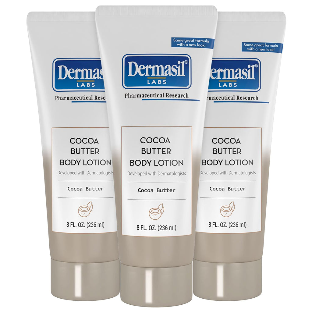 Dermasil Cocoa Butter Body Lotion 3-Pack – Non-Greasy, Fast-Absorbing, Sweet Scent