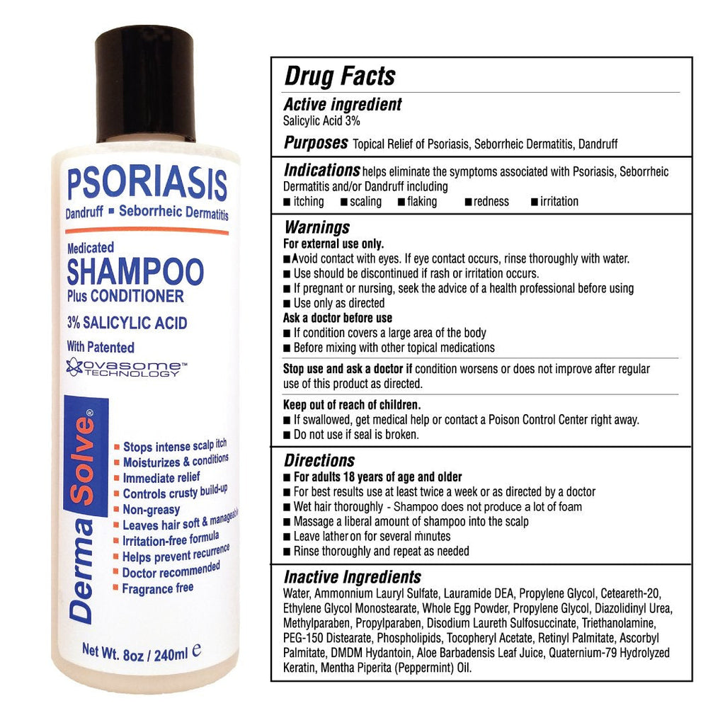 Dermasolve Psoriasis Shampoo + Leave-In Spray Conditioner (Combo Pack) | Gentle Detangler for Sensitive Scalp