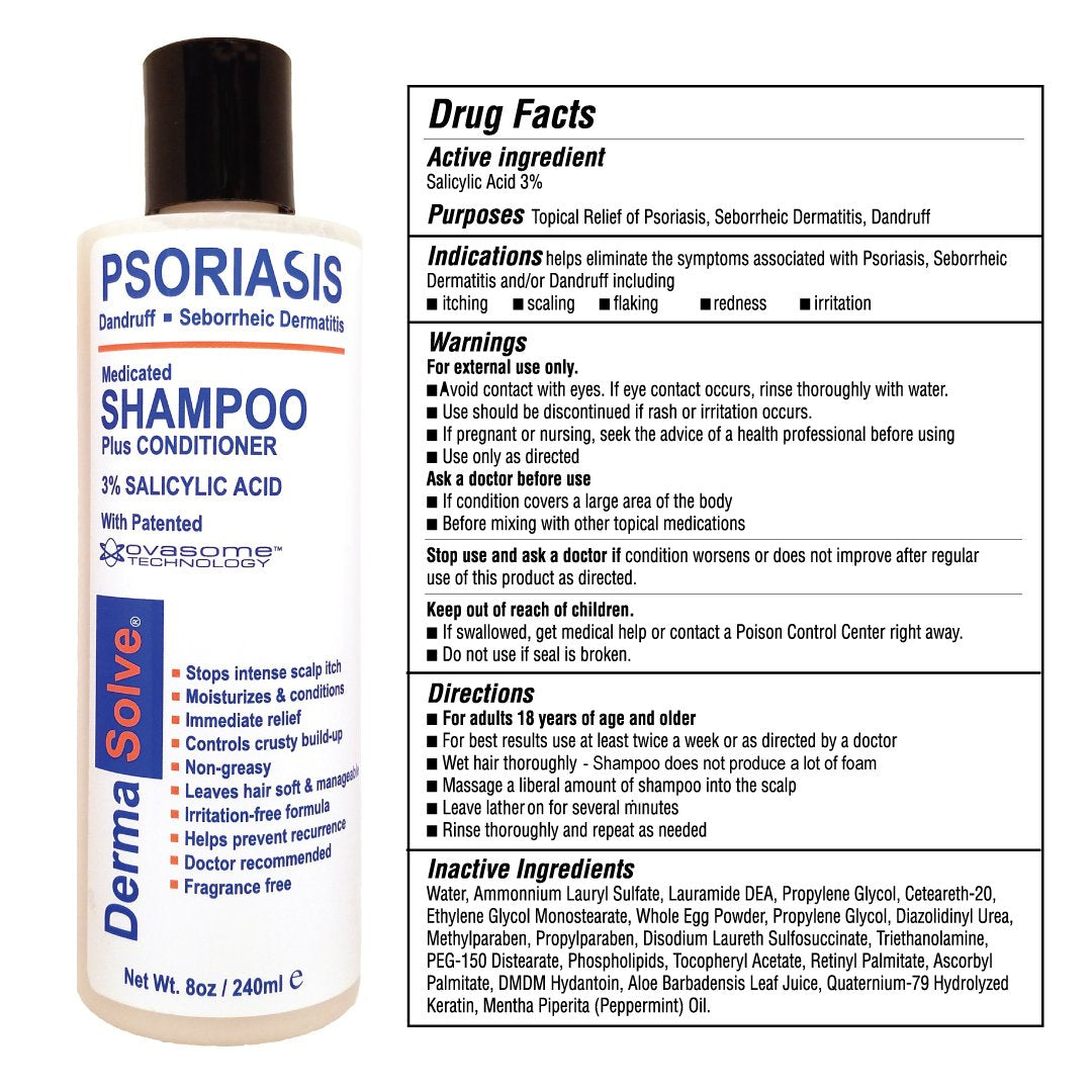 Dermasolve Psoriasis Shampoo + Leave-In Spray Conditioner (Combo Pack) | Gentle Detangler for Sensitive Scalp