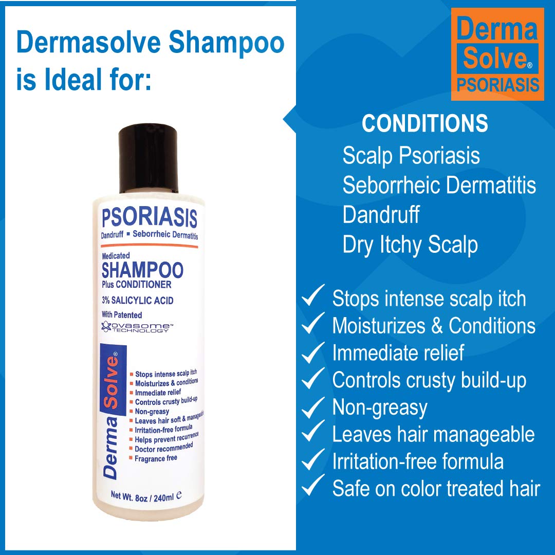 Dermasolve Psoriasis Shampoo + Leave-In Spray Conditioner (Combo Pack) | Gentle Detangler for Sensitive Scalp