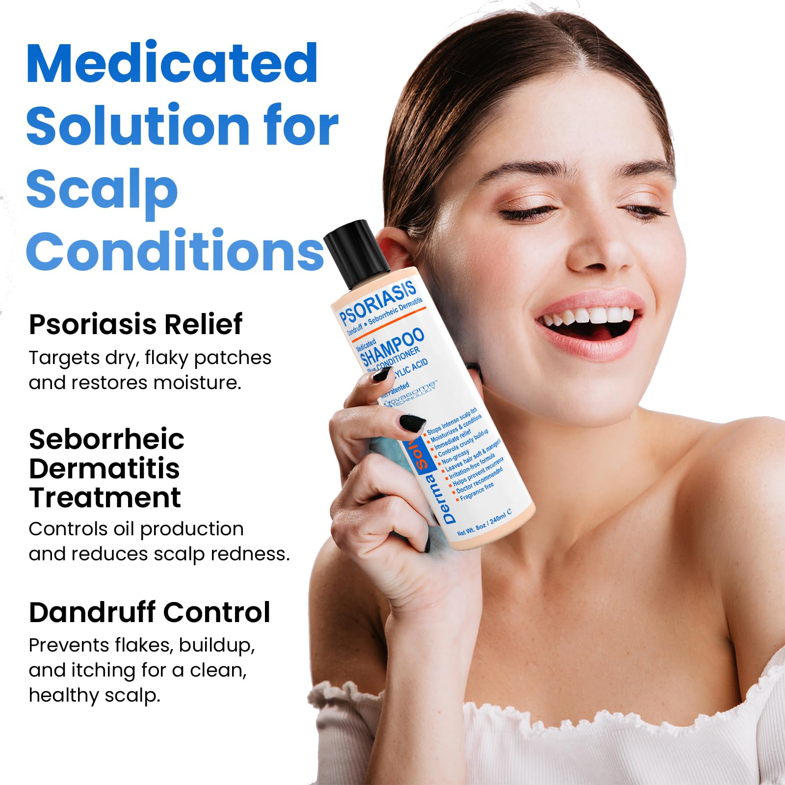 Dermasolve Psoriasis, Dandruff & Seborrheic Dermatitis Shampoo + Conditioner – Fragrance-Free, 8 oz