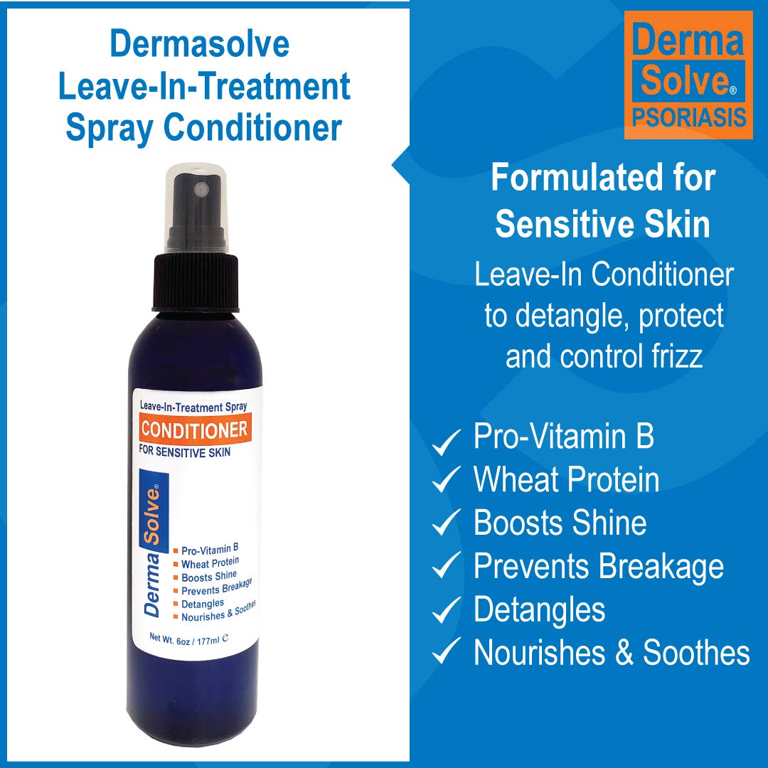 Dermasolve Psoriasis Shampoo + Leave-In Spray Conditioner (Combo Pack) | Gentle Detangler for Sensitive Scalp