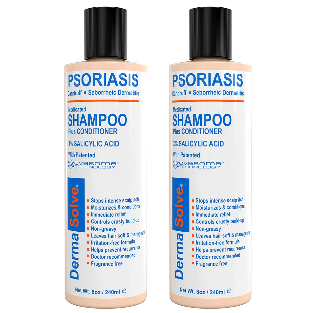 Dermasolve Scalp Psoriasis Medicated Shampoo & Conditioner – 8 oz Bottles (2 Pack) | Soothes Dandruff & Flaky Scalp