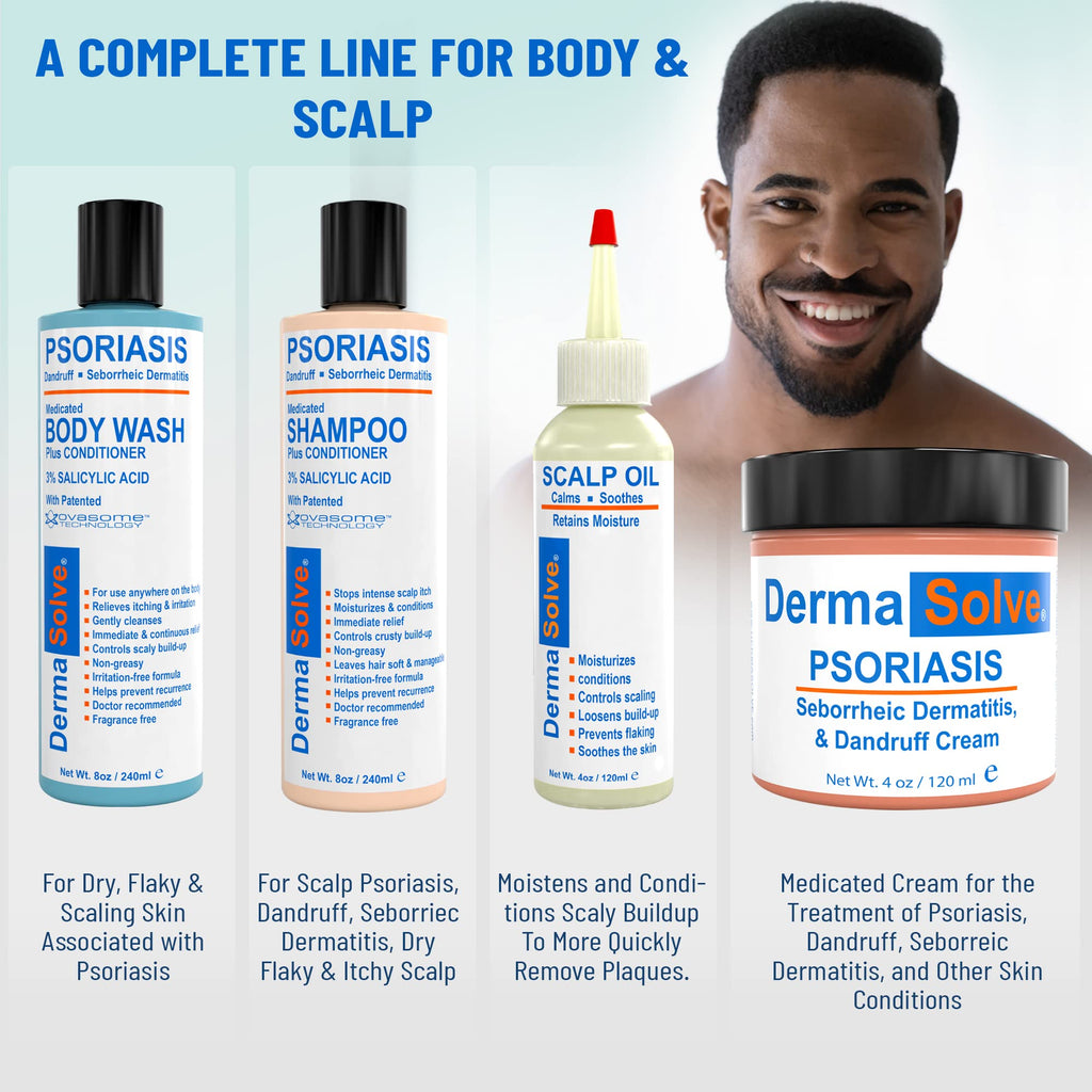 Dermasolve Scalp Psoriasis Medicated Shampoo & Conditioner – 8 oz Bottles (2 Pack) | Soothes Dandruff & Flaky Scalp