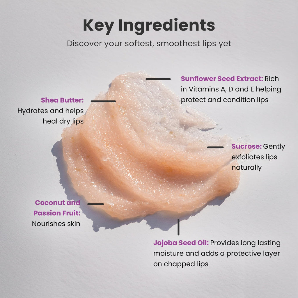 Dermasuri Lip Exfoliator Scrub & Moisturizer – Coconut Passion Fruit, 20g