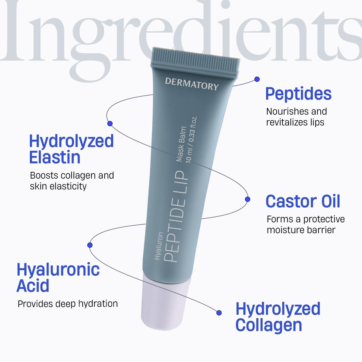 DERMATORY Hyalluron Peptide Volume Lip Mask Balm – Hydrating Lip Mask for Day & Night (10ml)