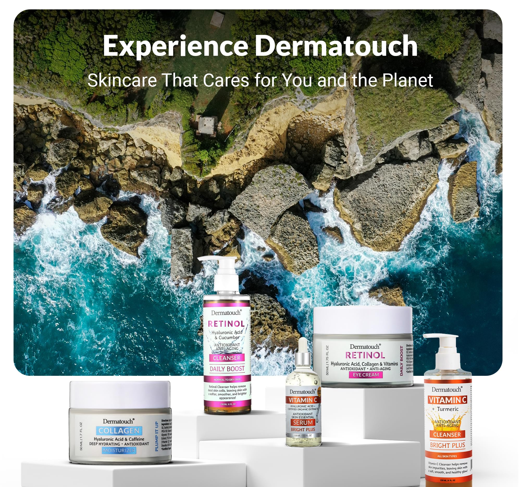 DERMATOUCH Retinol Eye Cream 1.75 oz – 2-Pack with Hyaluronic Acid, Peptides & Vitamins – Made in USA