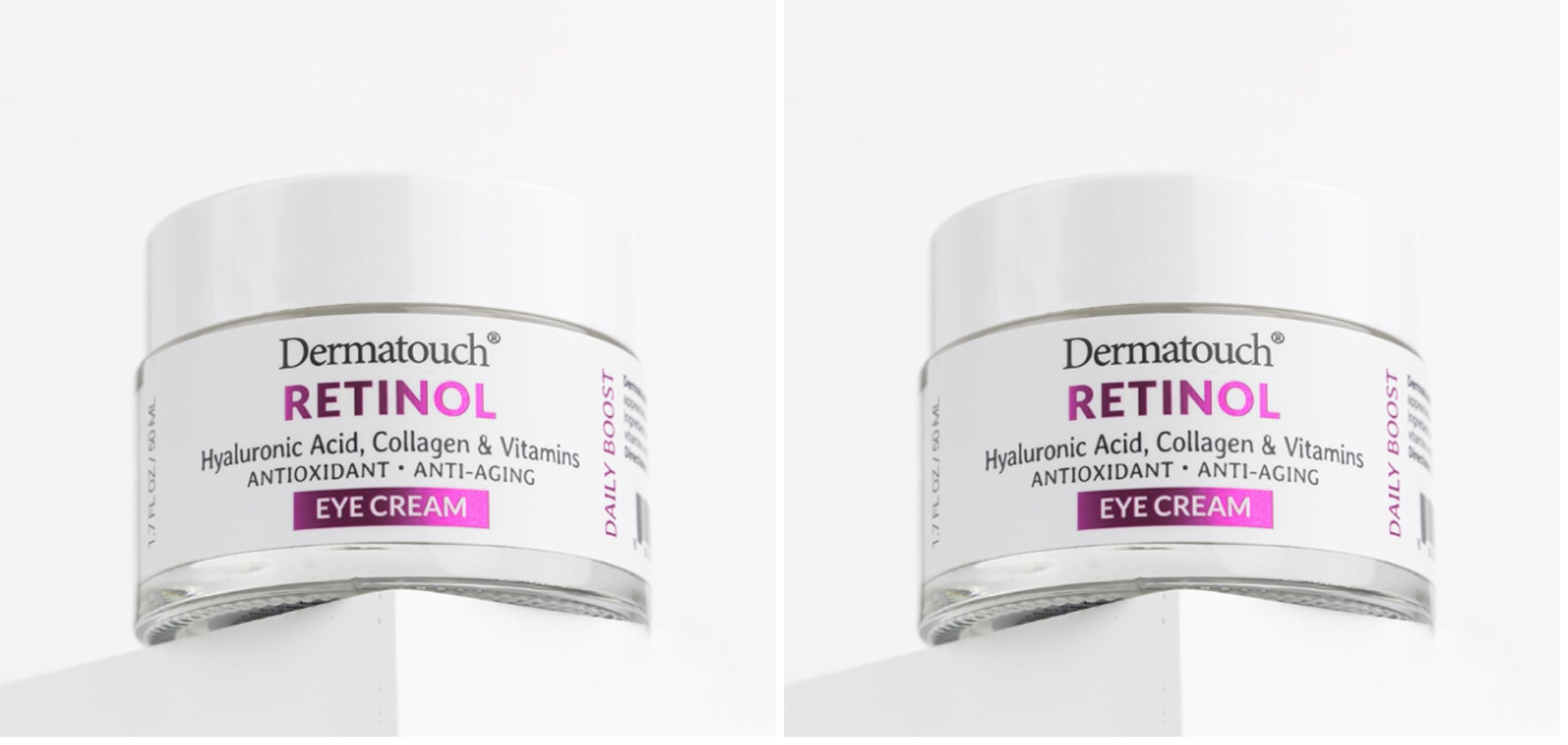 DERMATOUCH Retinol Eye Cream 1.75 oz – 2-Pack with Hyaluronic Acid, Peptides & Vitamins – Made in USA
