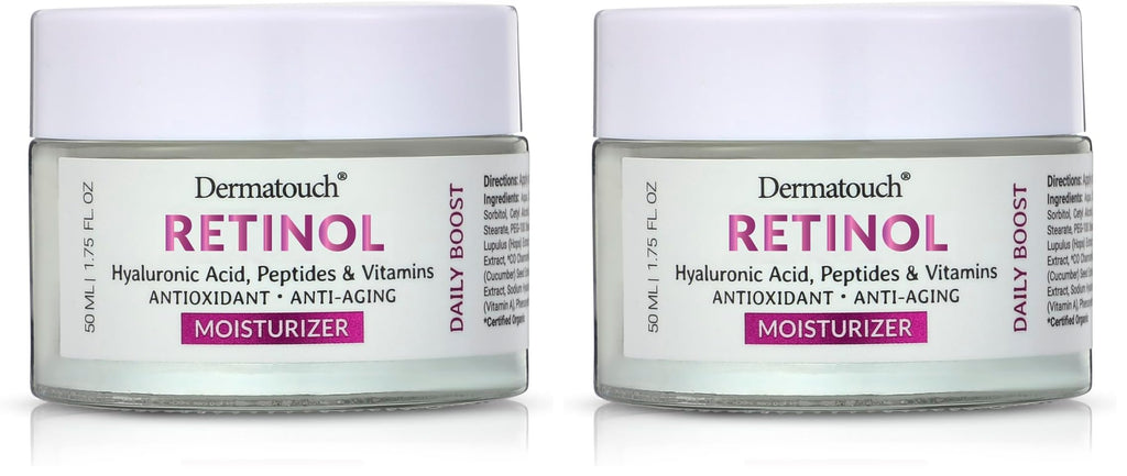 DERMATOUCH Retinol Face Moisturizer – Hyaluronic Acid, Peptides & Vitamins | Made in USA (2-Pack)