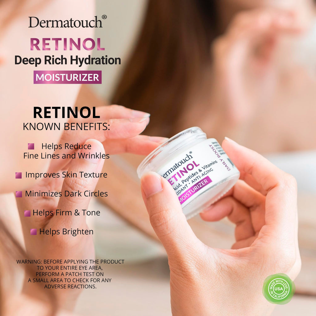 DERMATOUCH Retinol Face Moisturizer – Hyaluronic Acid, Peptides & Vitamins | Made in USA (2-Pack)