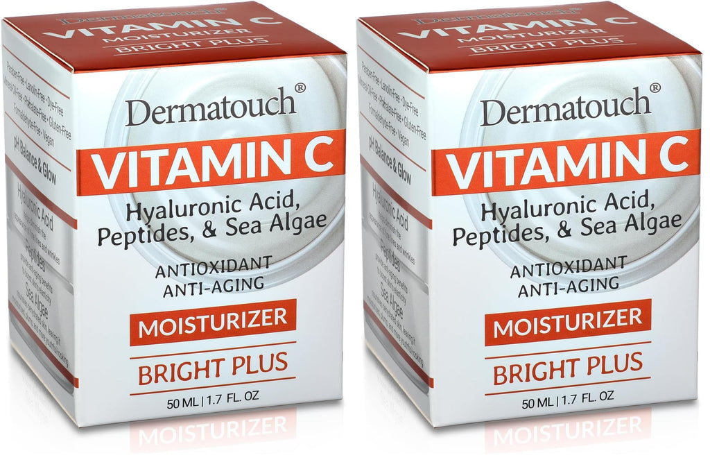 DERMATOUCH Vitamin C Moisturizer with Hyaluronic Acid & Sea Algae – 2-Pack (1.75 fl oz each)