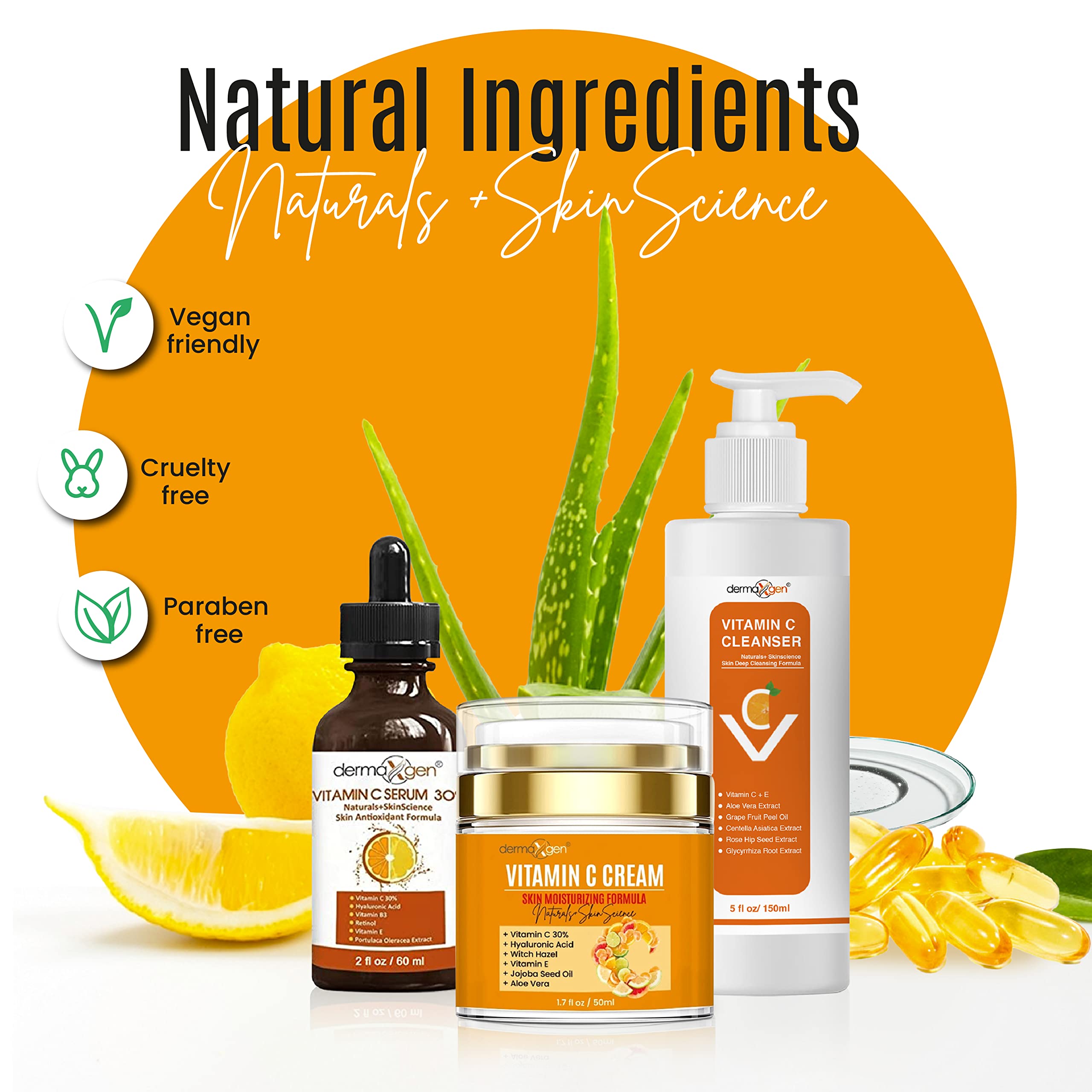 DERMAXGEN Vitamin C Complete Facial Care Kit – Brightening, Hydration & Anti-Aging