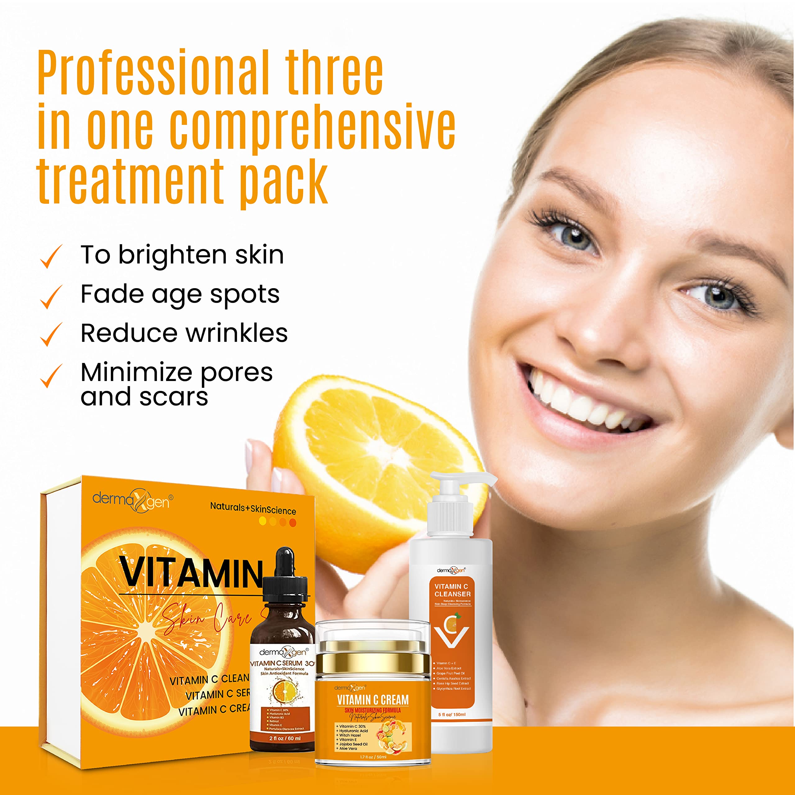 DERMAXGEN Vitamin C Complete Facial Care Kit – Brightening, Hydration & Anti-Aging