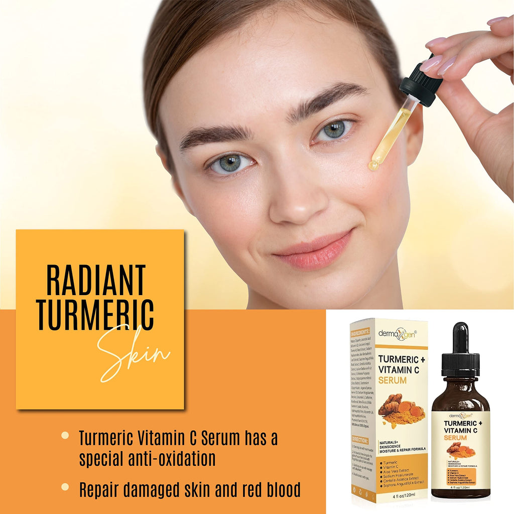 DERMAXGEN Turmeric Serum + Vitamin C — Glow-Boosting Organic Moisturizer (4 oz)