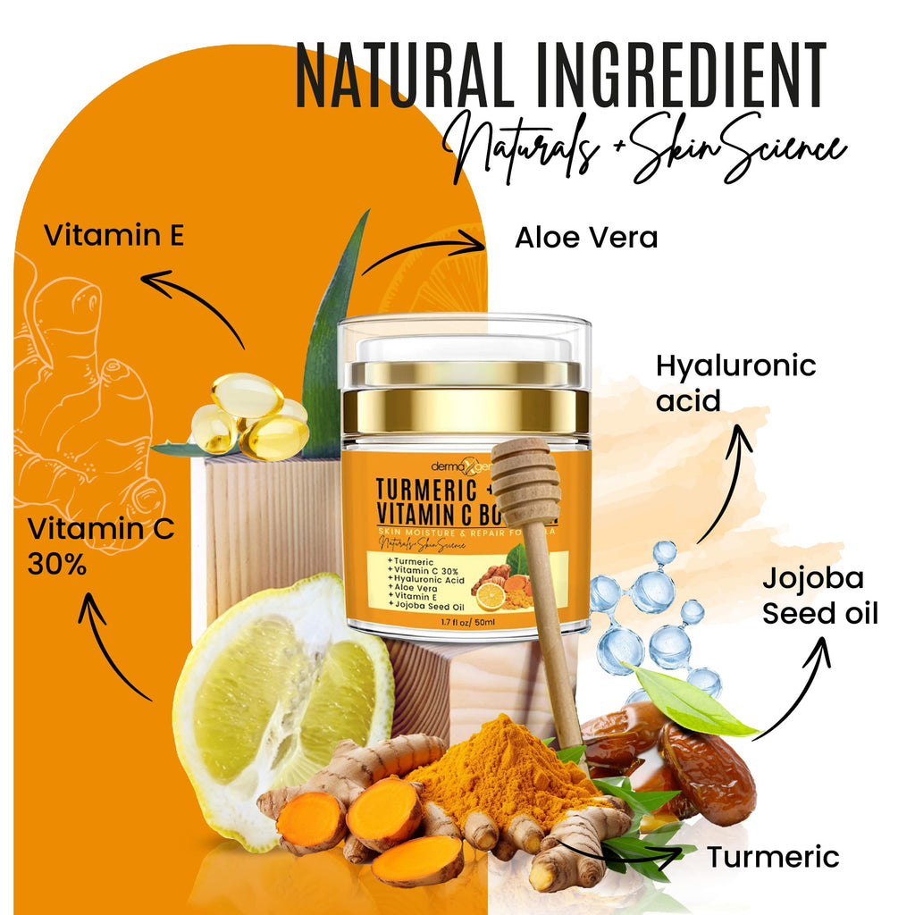 Dermaxgen Turmeric Vitamin C Cream – Glow Boost, Anti-Aging & Hydration for All Skin Types (1.7 oz)