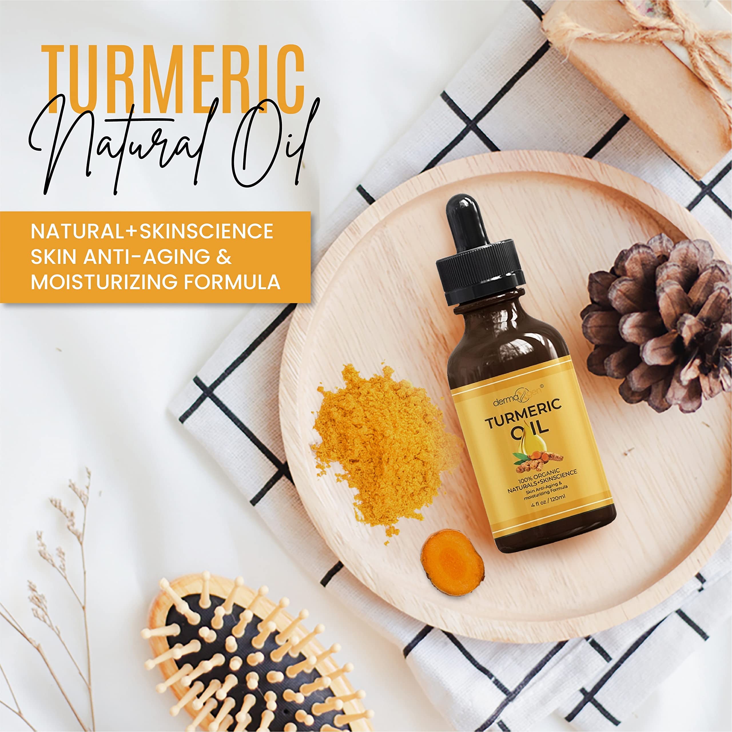DERMAXGEN Organic Turmeric Oil for Skin Lightening | Hydrating Anti-Aging Face Oil (4 FL OZ)