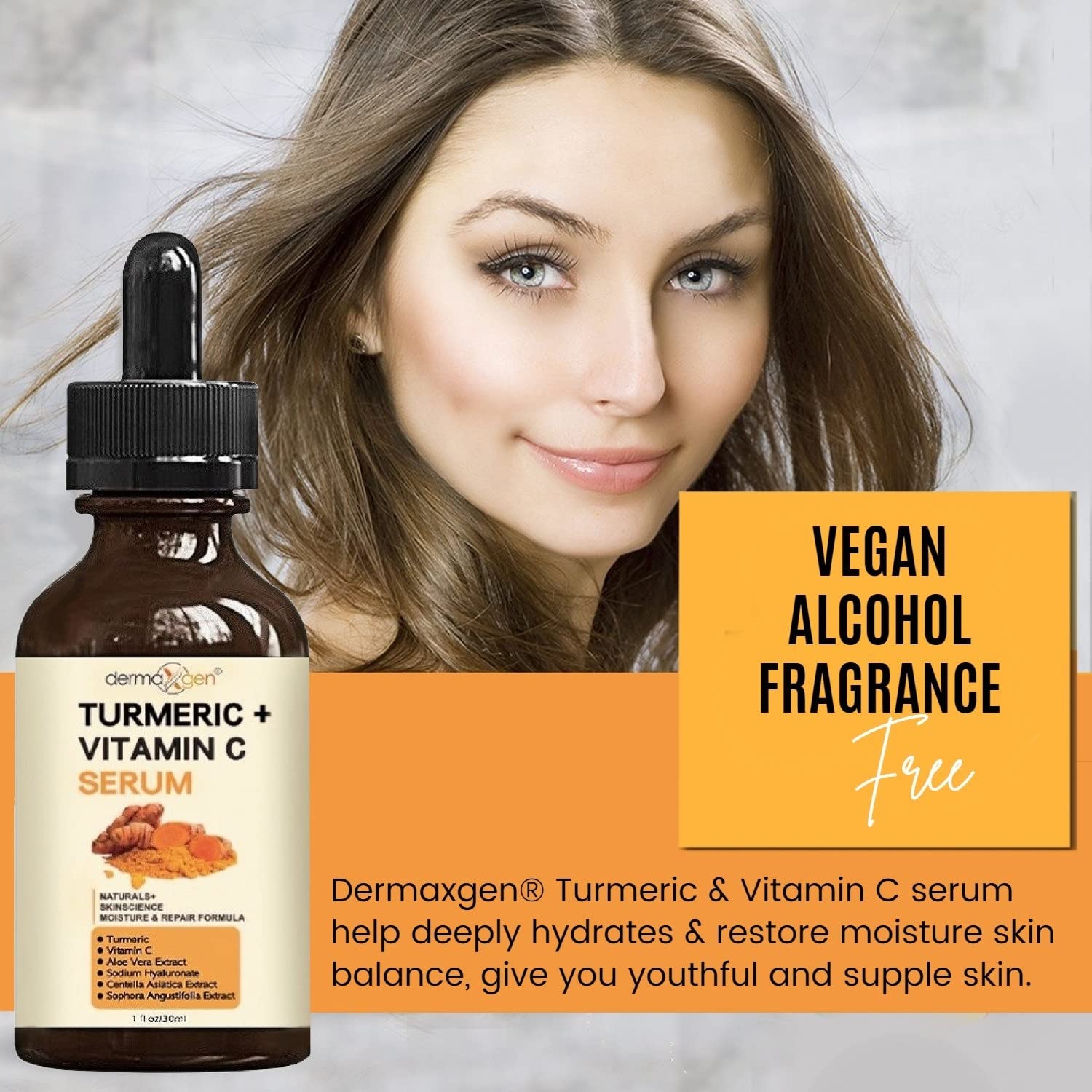 DERMAXGEN Turmeric + Vitamin C Serum – Pure Organic Anti-Aging for All Skin Types