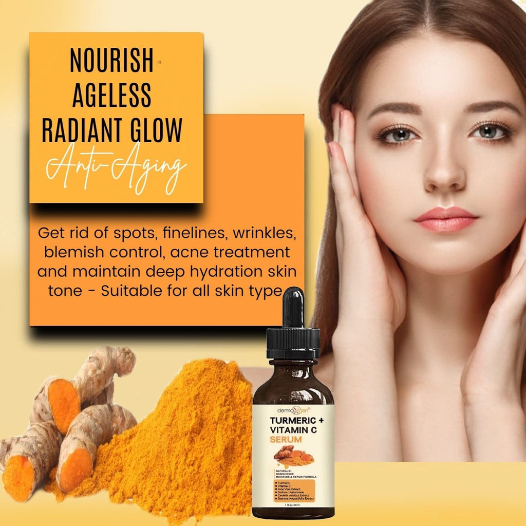 DERMAXGEN Turmeric + Vitamin C Serum – Pure Organic Anti-Aging for All Skin Types