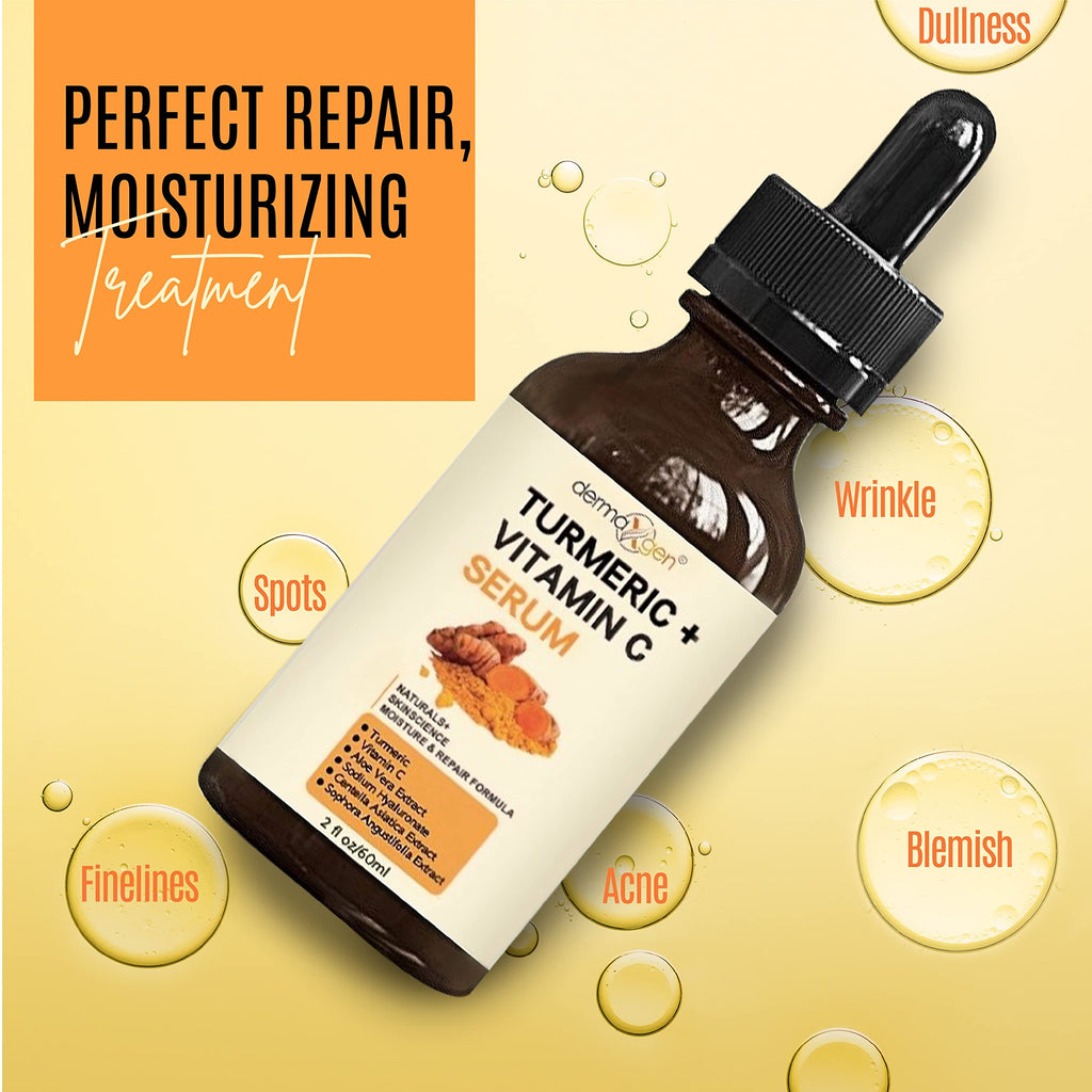 DERMAXGEN Turmeric Serum + Vitamin C – Glow-Boosting Organic Moisturizer (2 fl oz)