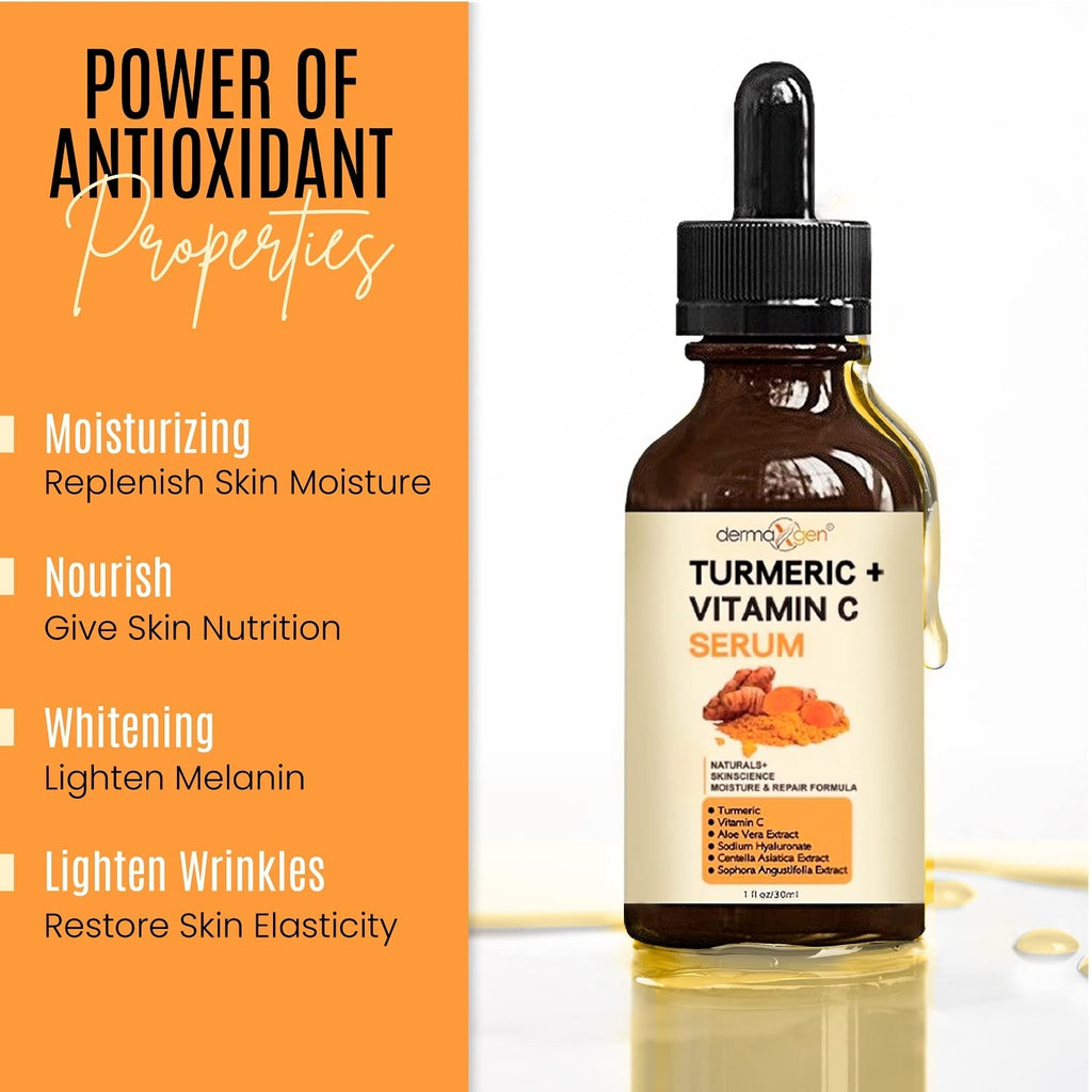 DERMAXGEN Turmeric + Vitamin C Serum – Pure Organic Anti-Aging for All Skin Types