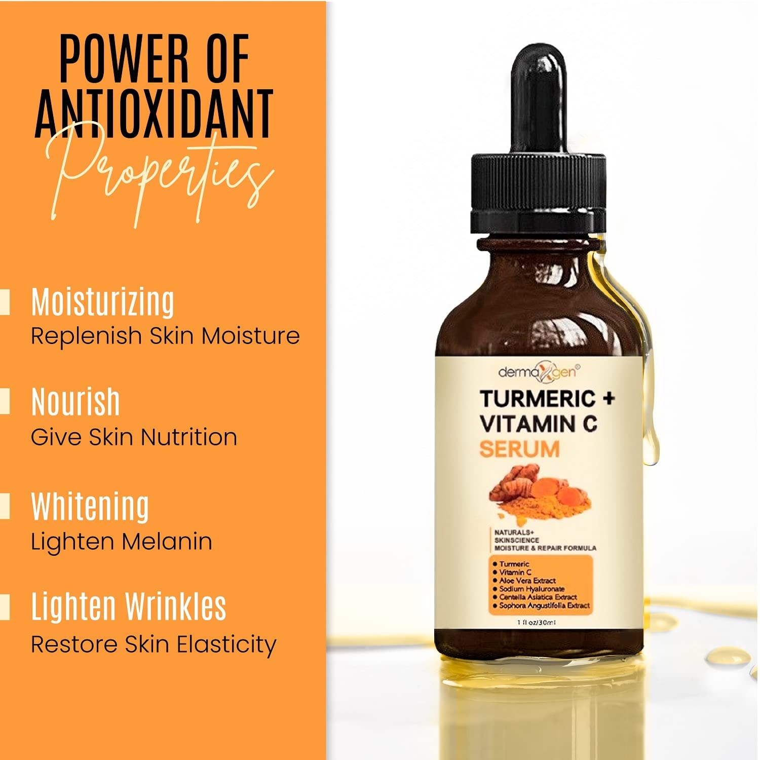 DERMAXGEN Turmeric + Vitamin C Serum – Pure Organic Anti-Aging for All Skin Types