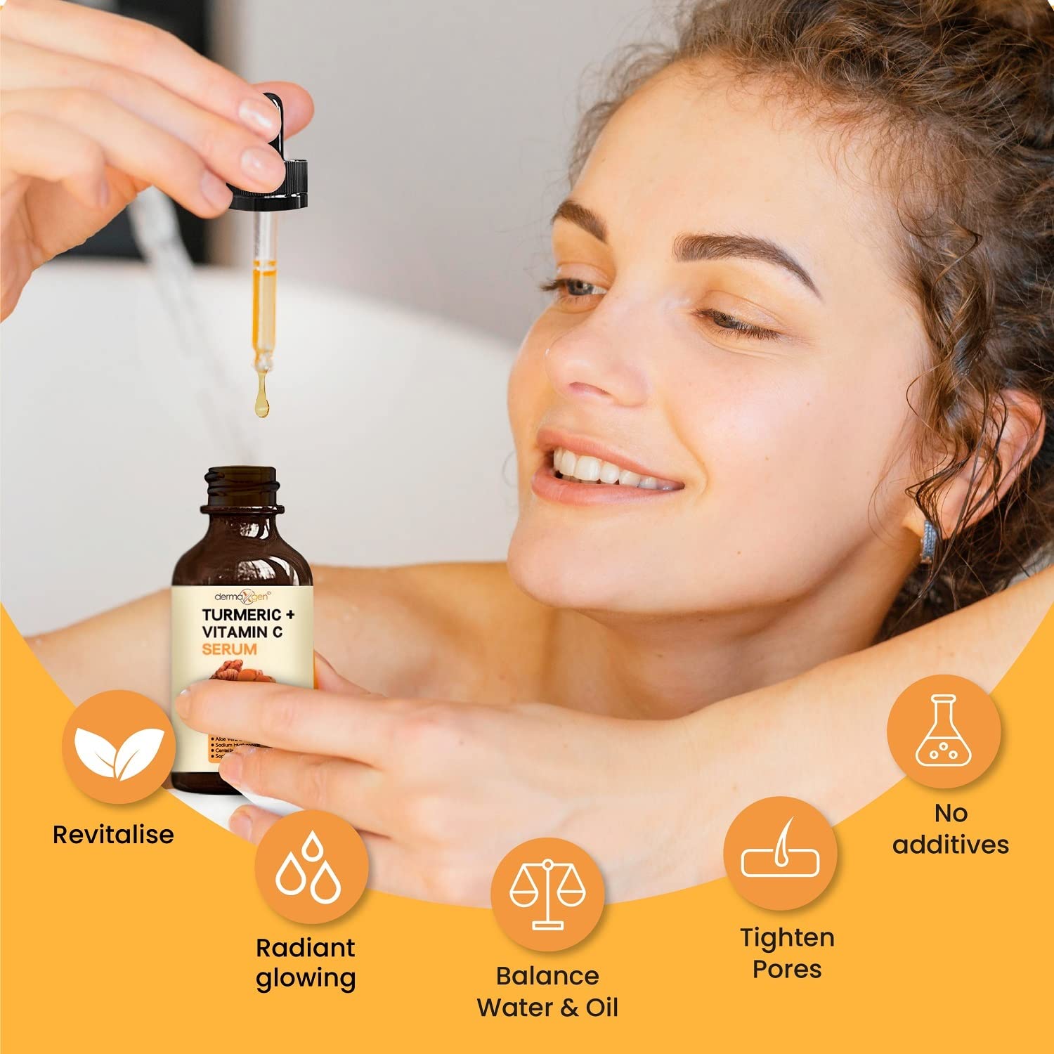 DERMAXGEN Turmeric + Vitamin C Serum – Pure Organic Anti-Aging for All Skin Types