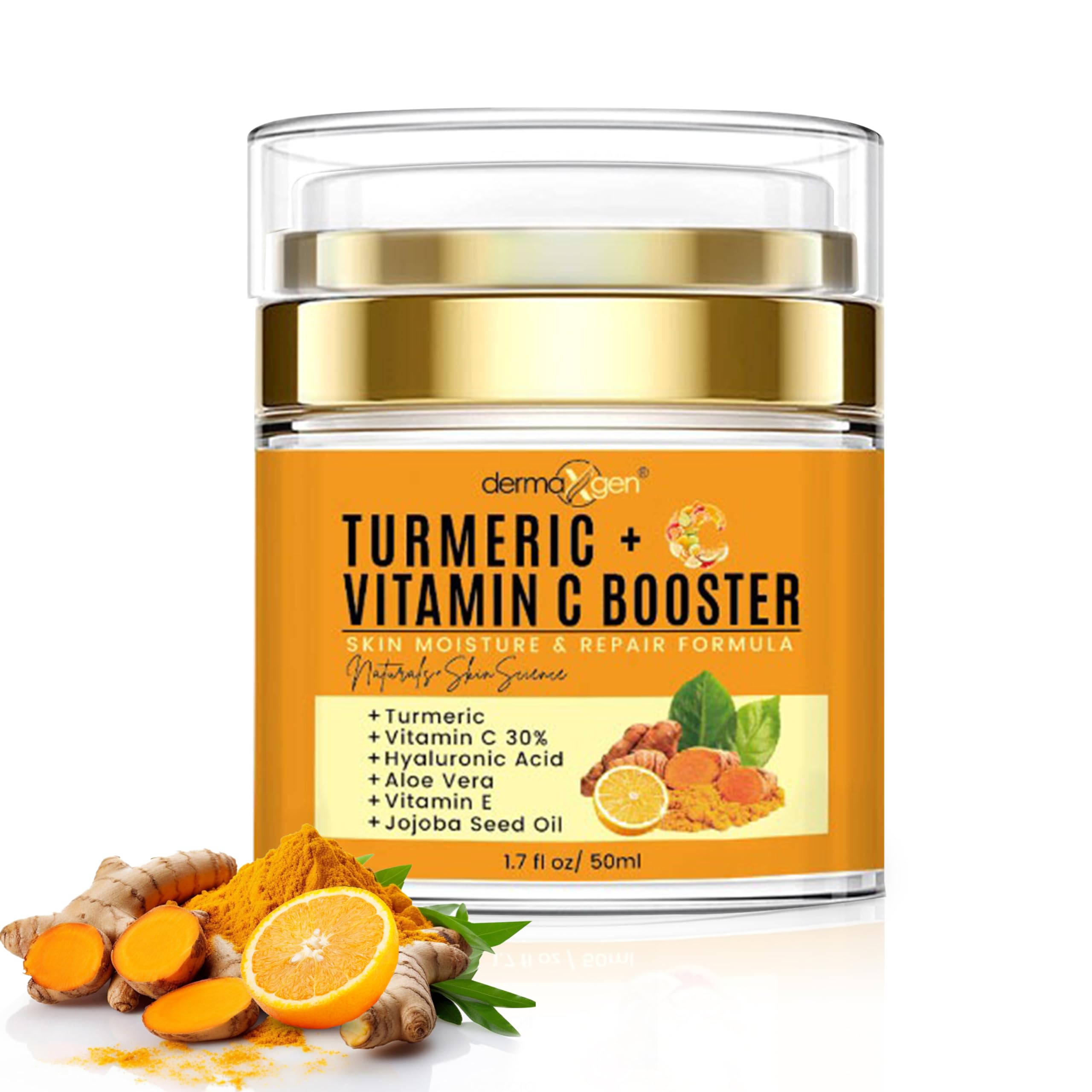 Dermaxgen Turmeric Vitamin C Cream – Glow Boost, Anti-Aging & Hydration for All Skin Types (1.7 oz)