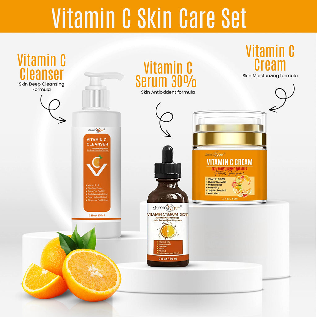DERMAXGEN Vitamin C Complete Facial Care Kit – Brightening, Hydration & Anti-Aging