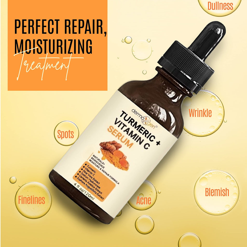 DERMAXGEN Turmeric Serum + Vitamin C — Glow-Boosting Organic Moisturizer (4 oz)