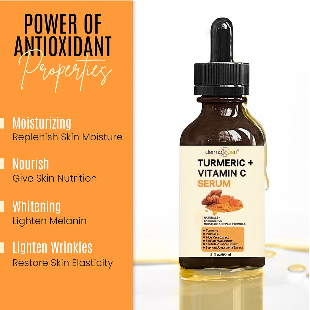 DERMAXGEN Turmeric Serum + Vitamin C – Glow-Boosting Organic Moisturizer (2 fl oz)