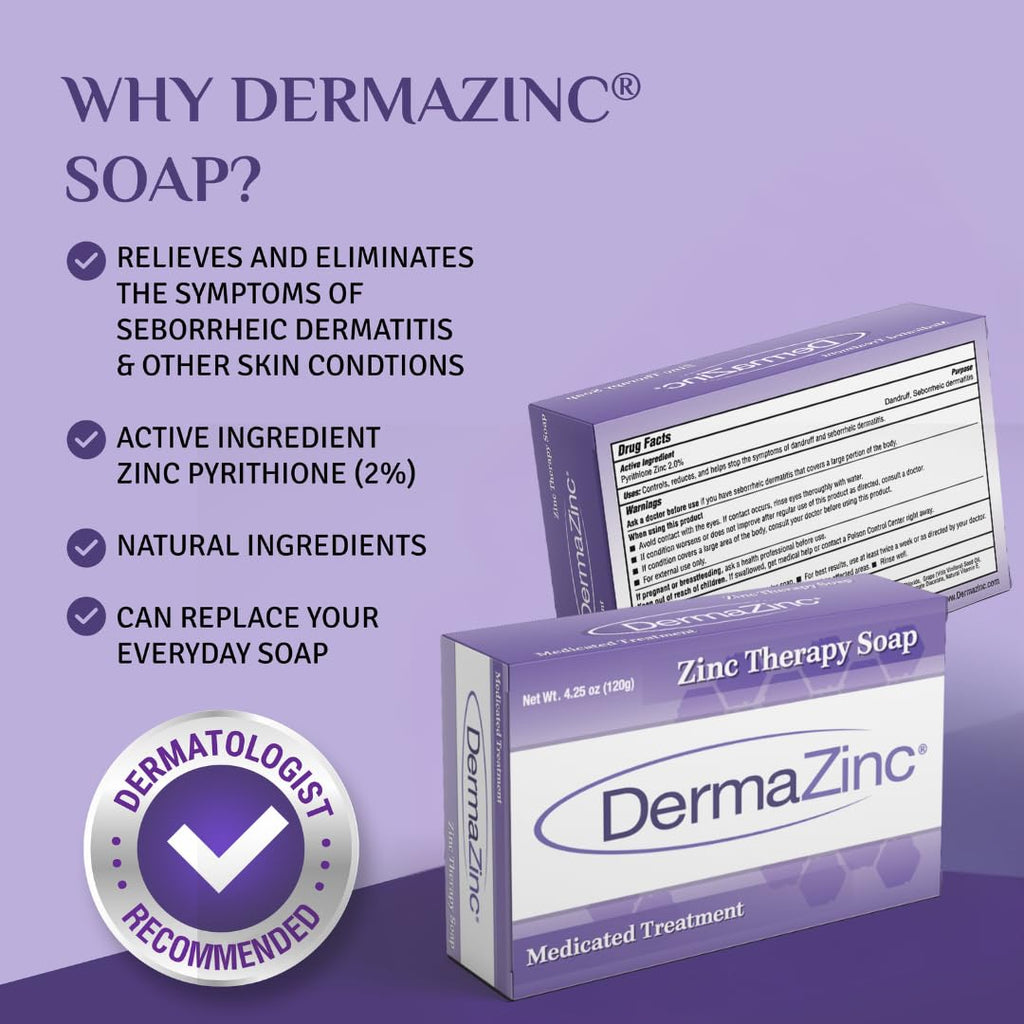 DermaZinc Therapy Soap – Zinc Soap for Skin Conditions (Pack of 3)