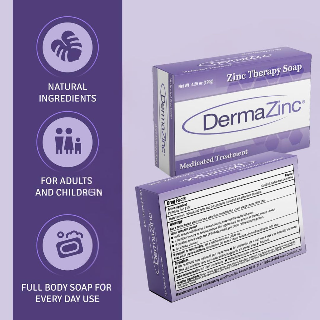 DermaZinc Therapy Soap – Zinc Soap for Skin Conditions (Pack of 3)