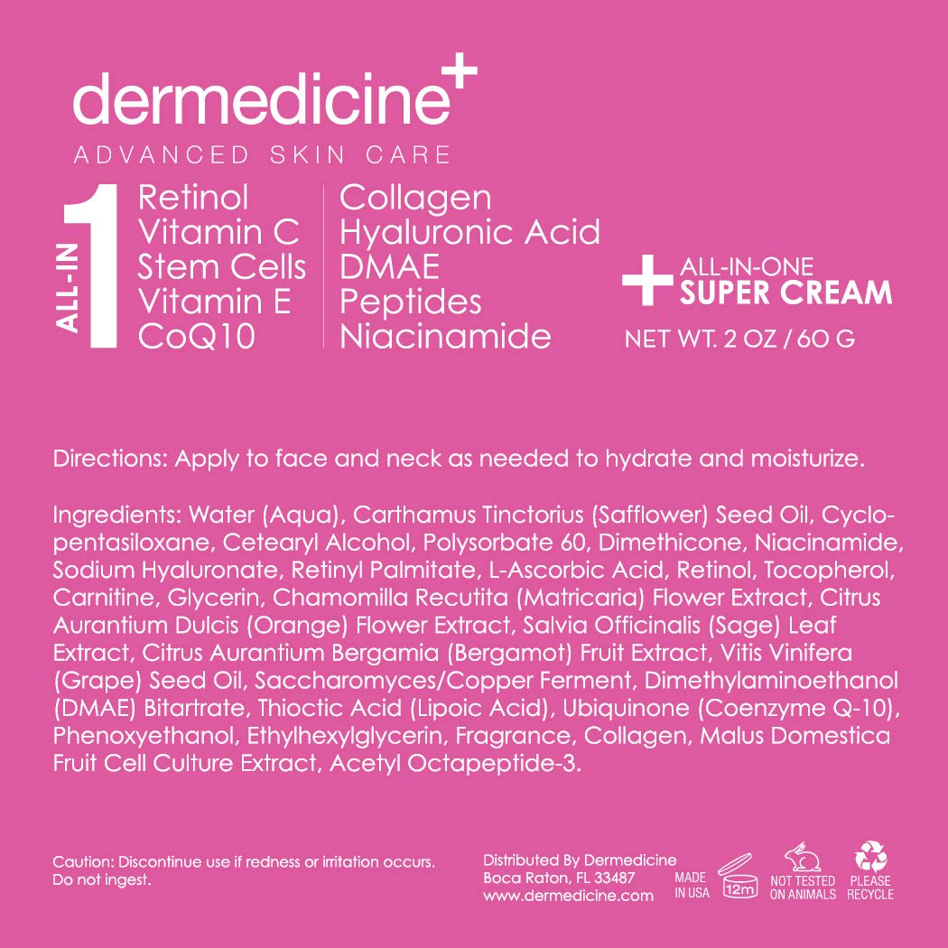 Dermedicine All-In-One Anti-Aging Cream for Face (2 oz) – Retinol, Vitamin C & Peptides