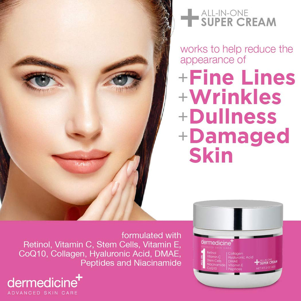 Dermedicine All-In-One Anti-Aging Cream for Face (2 oz) – Retinol, Vitamin C & Peptides